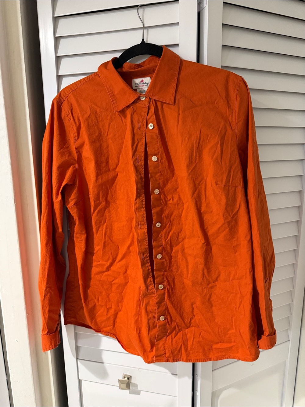 J. Crew Bright Orange Long-Sleeve Button-Down Blouse